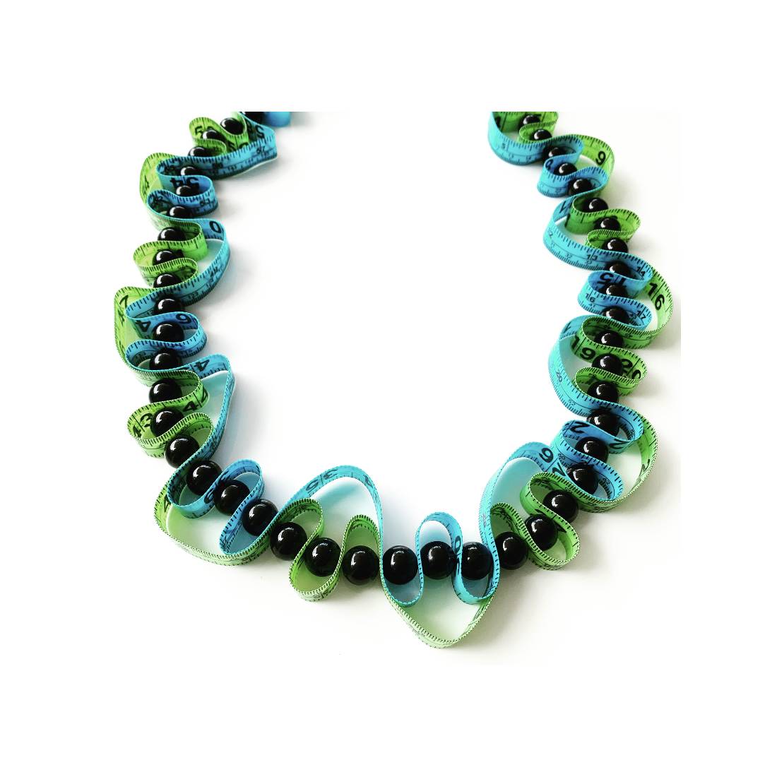 COLLANA CENTIMETRO VERDE/BLU DOPPIO