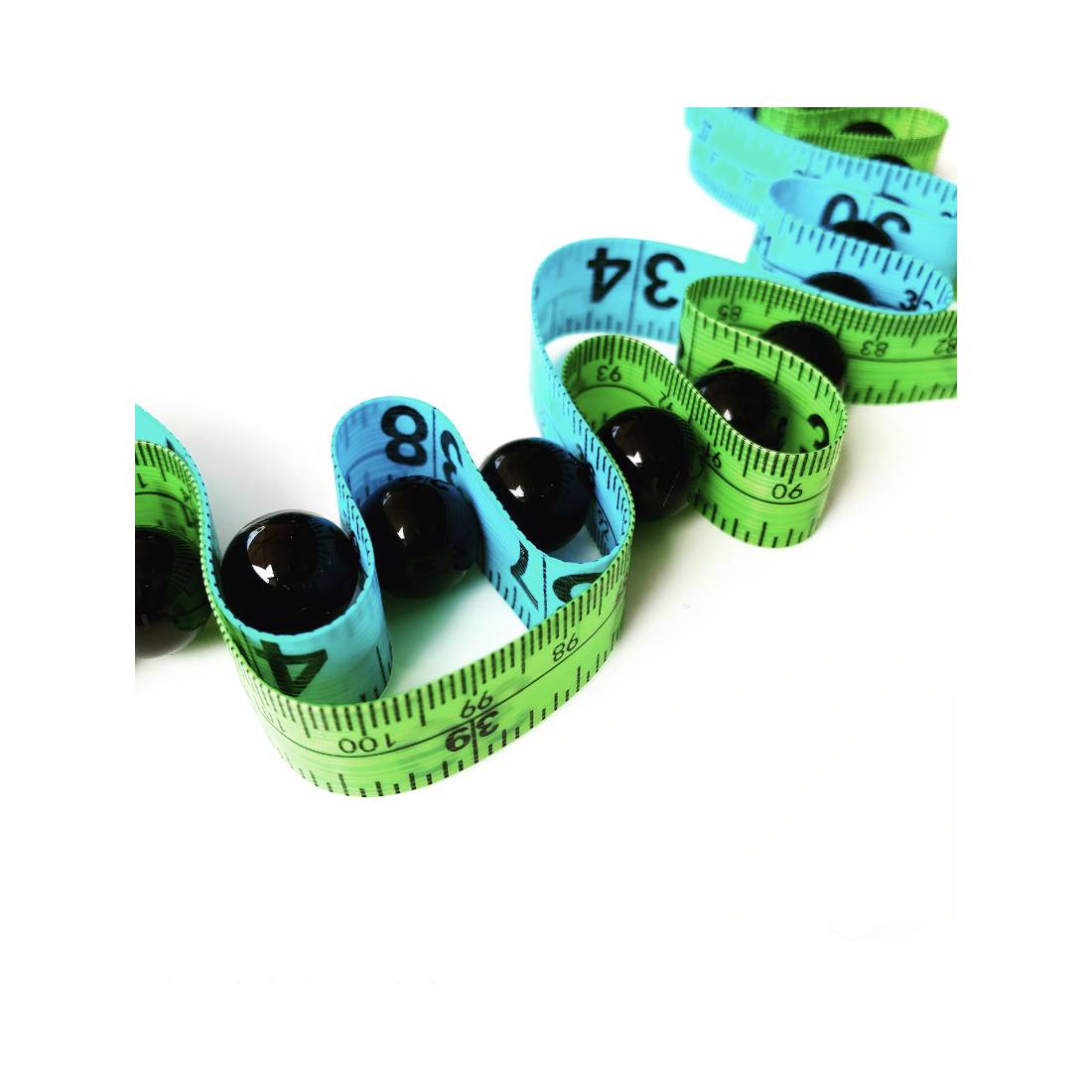 COLLANA CENTIMETRO VERDE/BLU DOPPIO