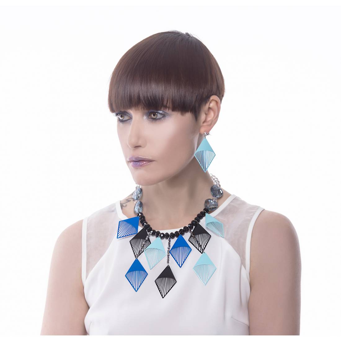 COLLANA ROMBI BLU