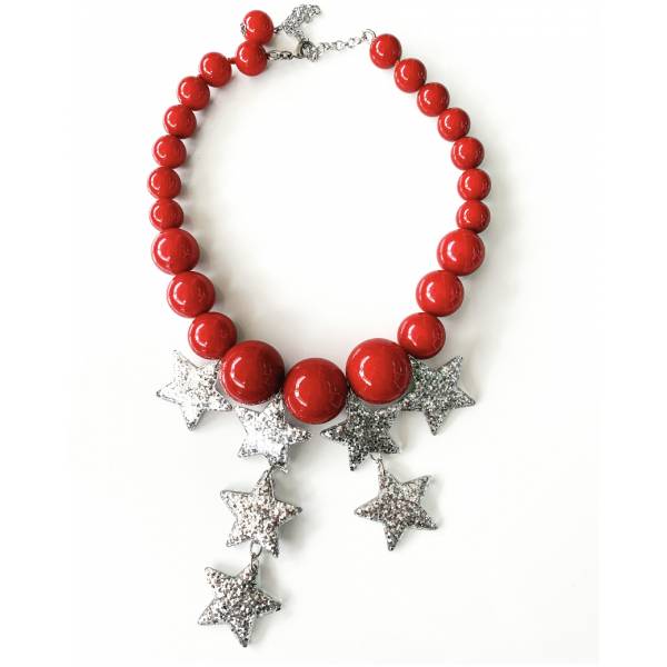 COLLANA PERLE ROSSE E...